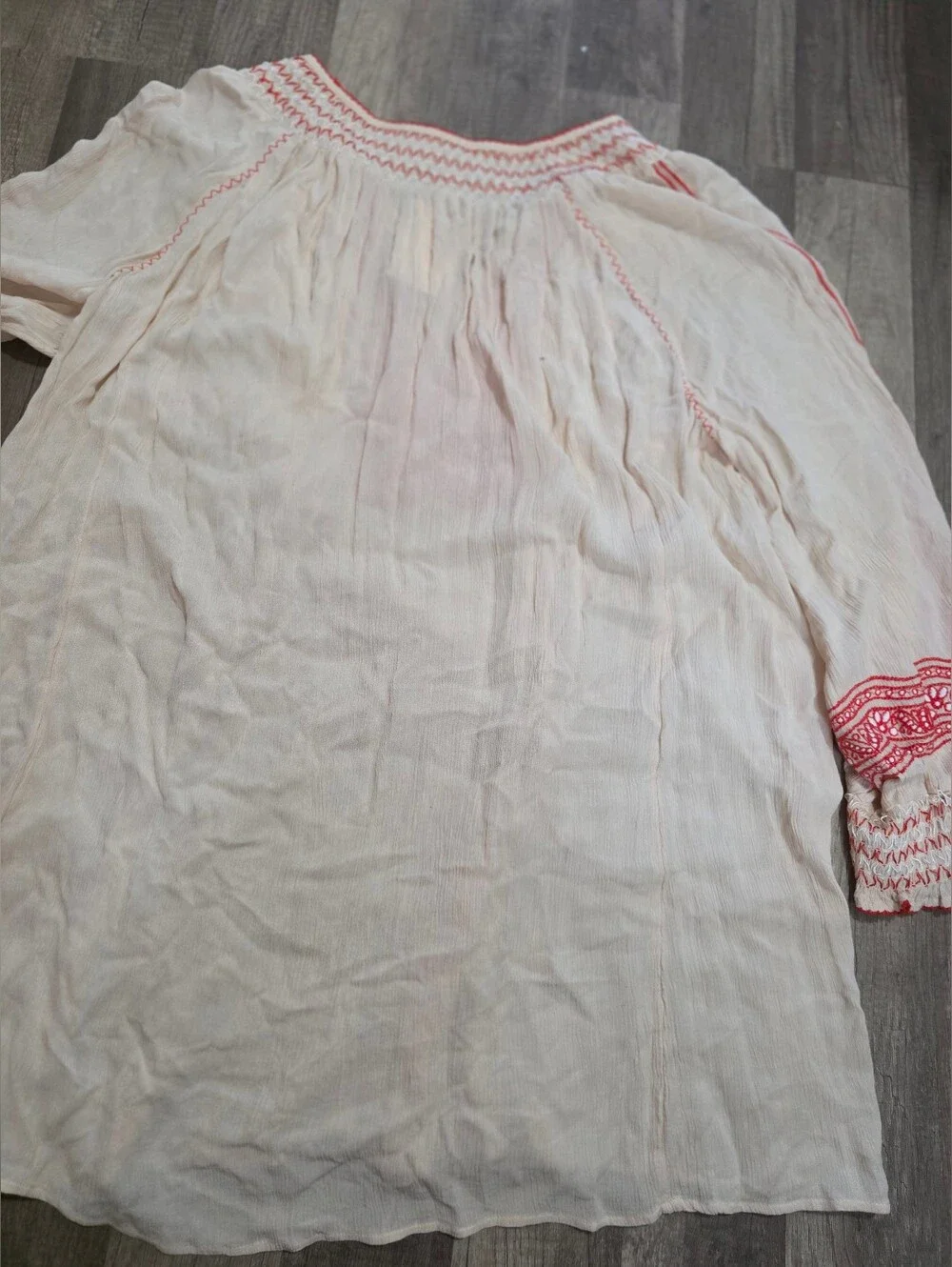 Nwt FREE PEOPLE Boho Embroidered Cream Tunic Top DRESS gypsy 90s Y2K Lagen - Picture 11 of 11
